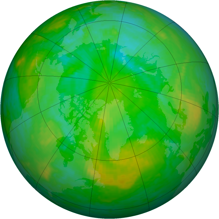 Arctic ozone map for 15 July 1990
